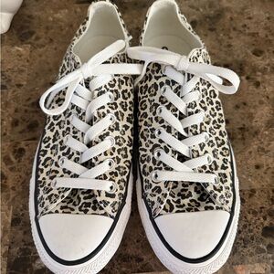 Converse Leopard Print Sneakers - Black and White
